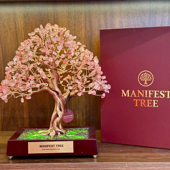 Rose Quartz Manifest Tree - Handmade Wire Bonsai Sculptures for Love, Harmony & Emotional Healing