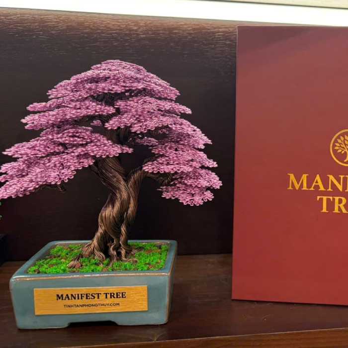 Purple Manifest Lucky Tree - Handmade Wire Bonsai Sculptures for Wisdom, Spiritual Growth & Success